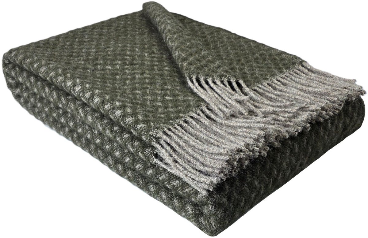 WOOOL Plaid - NORD (Donkergroen) - 140x200cm - 100% Wol - 350gm/2
