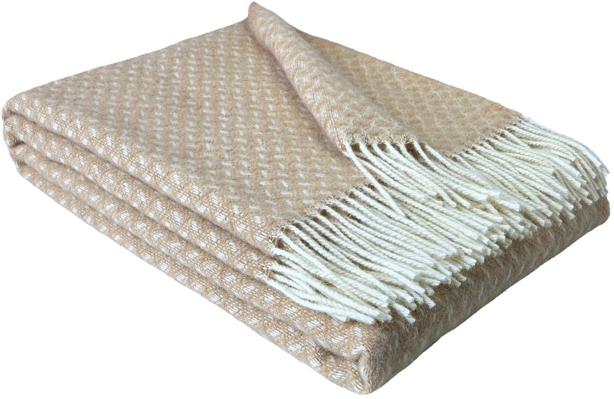 WOOOL® Plaid - NORD (Zand) - 140x200cm - 100% Wol - 350gm/2