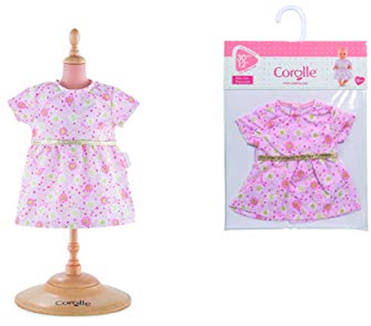 Poppenjurk Roze - Poppenkleding Set - Poppen aankleden - Kleurrijk Bloemendessin - 30 cm - Roze