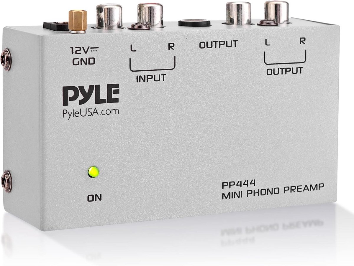 Platenspeler Voorversterker - Mini Audio Stereo - Muziek Versterken - Geluidsarme Werking - Compact Formaat - Grijs