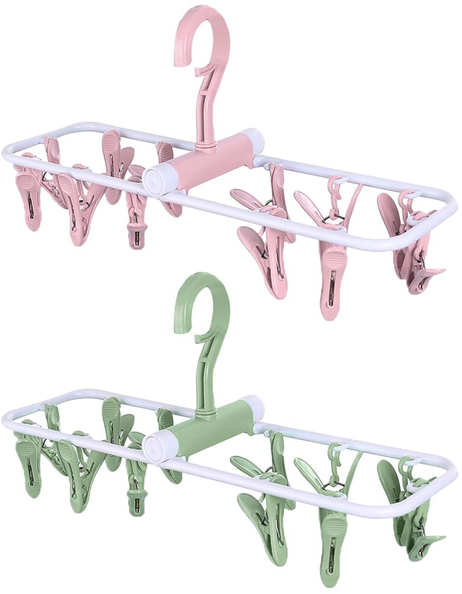 Dailygoods- Kleerhangers Winddicht - Inklapbaar Droogrek - 2 Stuks - Antislip - Voor Ondergoed/Sokken - 360 Graden Draaiend