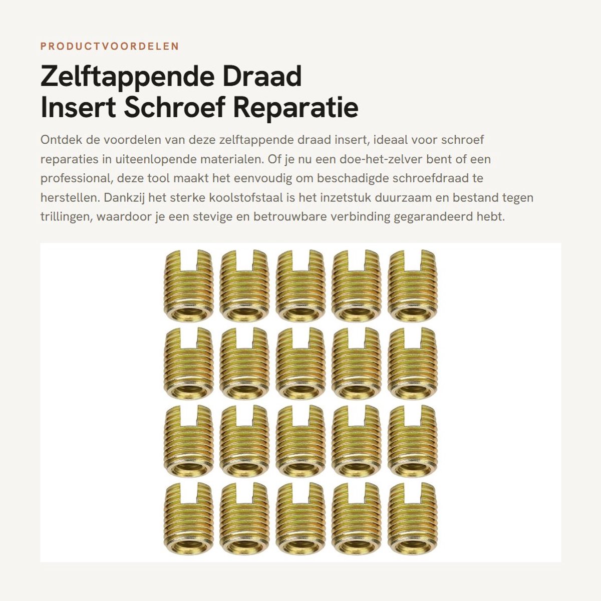 Dailygoods- Draadinsert 20 Stuks - Zelftappende Schroef - Koolstofstaal - Antivibratie - Eenvoudig te Installeren - Hoogwaardige Duurzaamheid - Schroefdraadinsert
