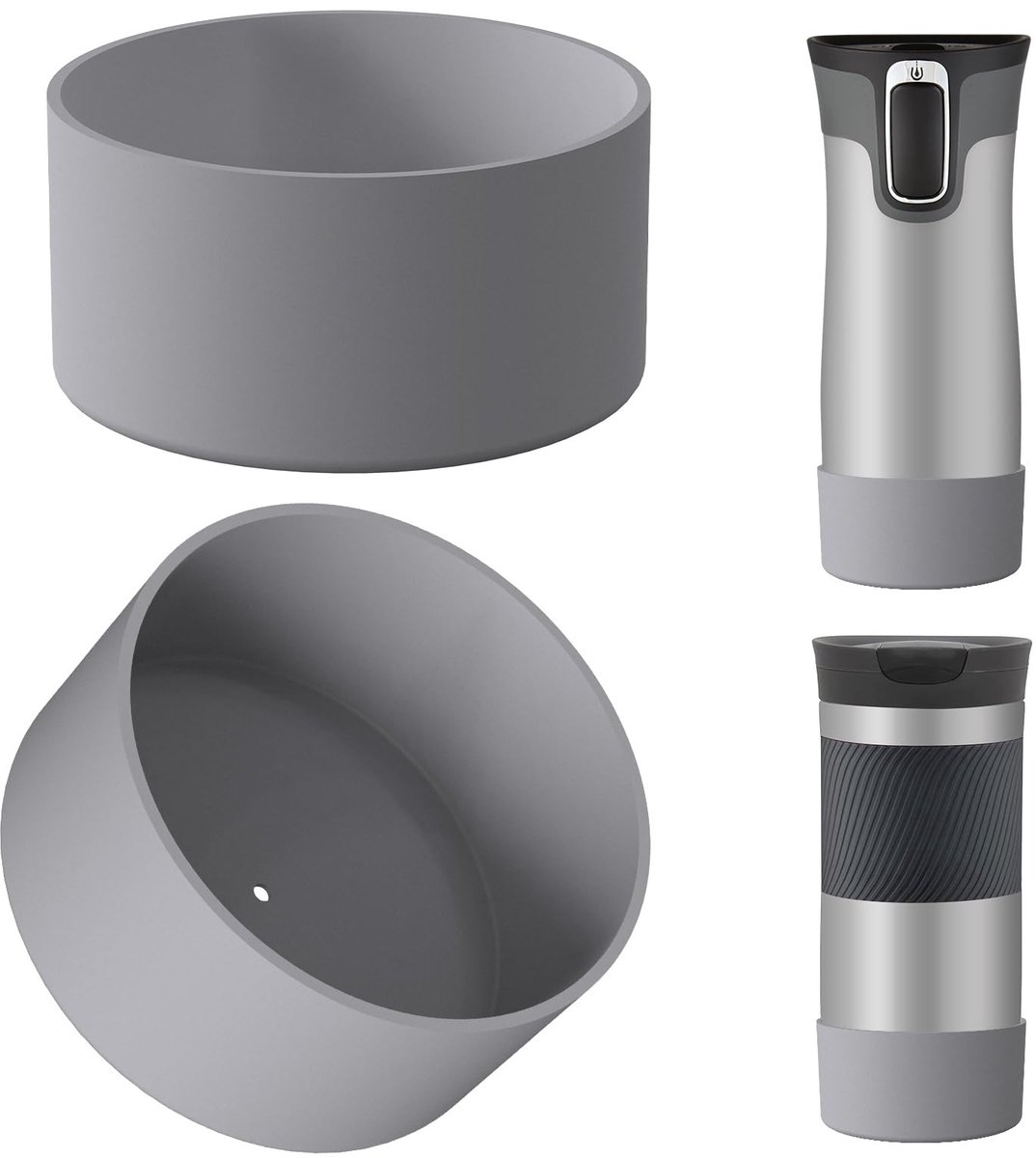 Dailygoods - Siliconen Waterfleshouder Antislip voor Contigo Flessen (Grijs, 2 stuks)