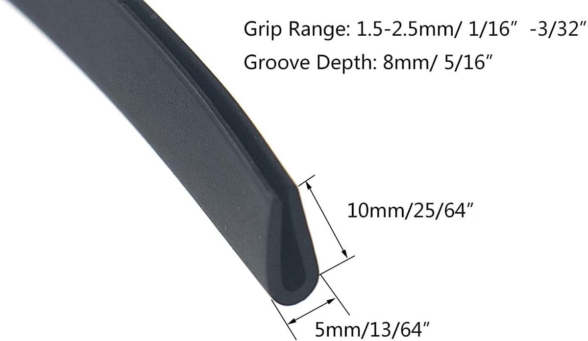 Dailygoods- Afdichting U-vorm - Rubber - Weerbestendig - Stofdicht - Schokabsorberend - 3 m lengte - Geschikt voor luiken en kluisjes - Weerstrip