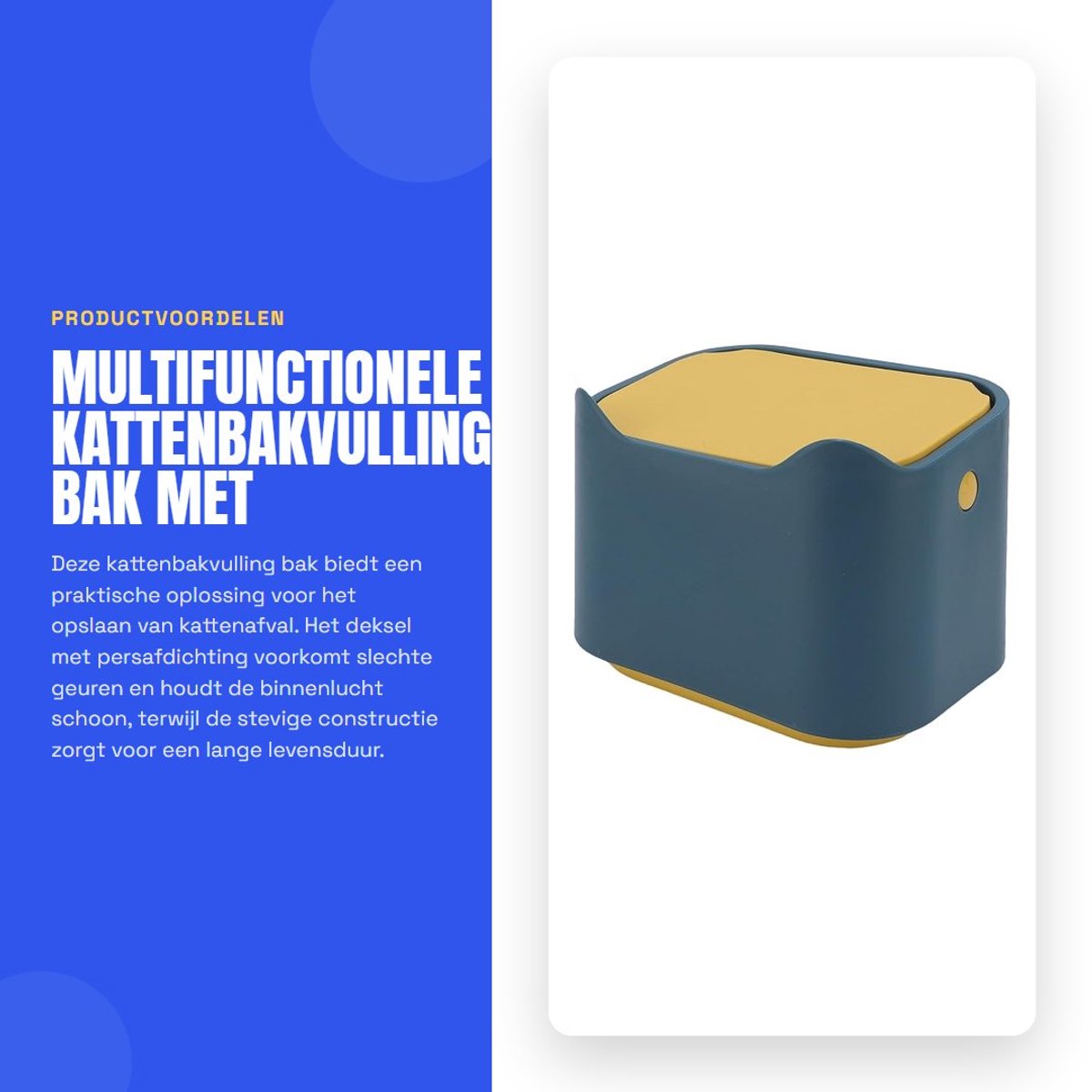 Dailygoods- Kattenbakvulling Geurbesturingsontwerp - Afvalbak - Multifunctionele Container - Stevige Constructie - Compacte Afmetingen - Luchtdichte Deksel