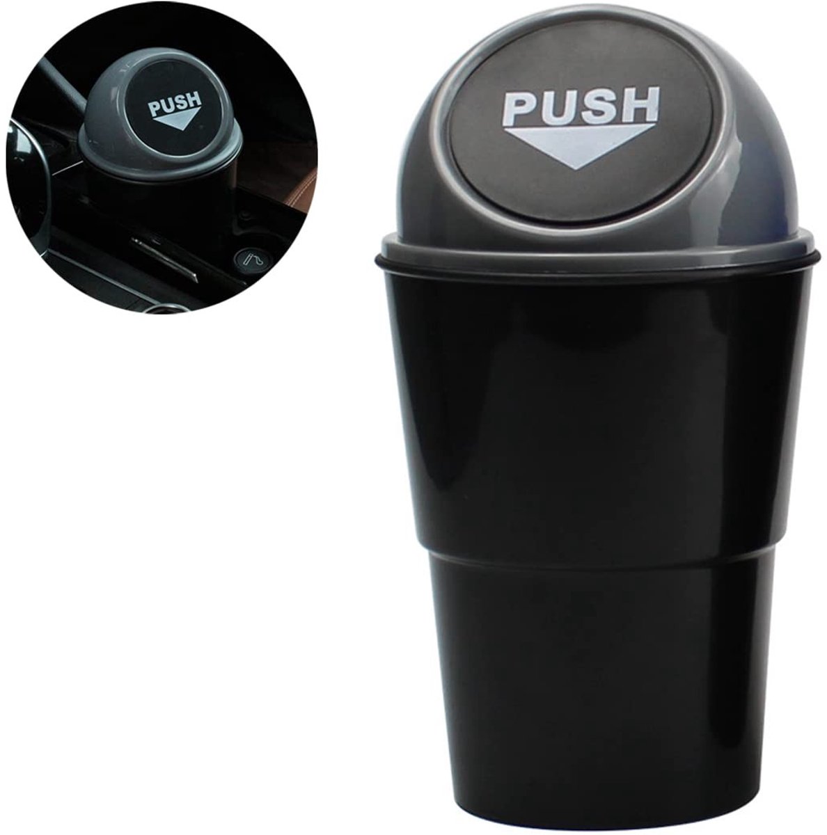 Dailygoods- Prullenbak Waterdicht - Prullenbak voor Auto - Kleine Prullenbak - Kunststof Prullenbak - Afvalbak voor Bekerhouder - 20 cm Hoog, 10 cm Diameter - Autovuilnisbak