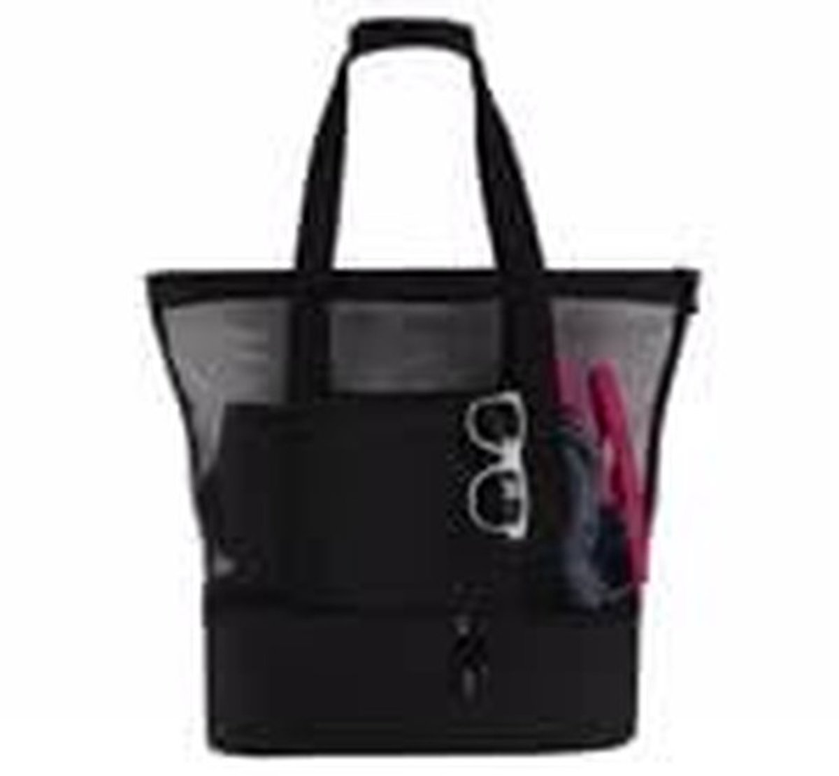 Dailygoods- Strandtas met geïsoleerd koelvak - Opvouwbaar - Oversized mesh - Multifunctioneel - Voor dames/heren - Hoogwaardig duurzaam materiaal - Koeltas