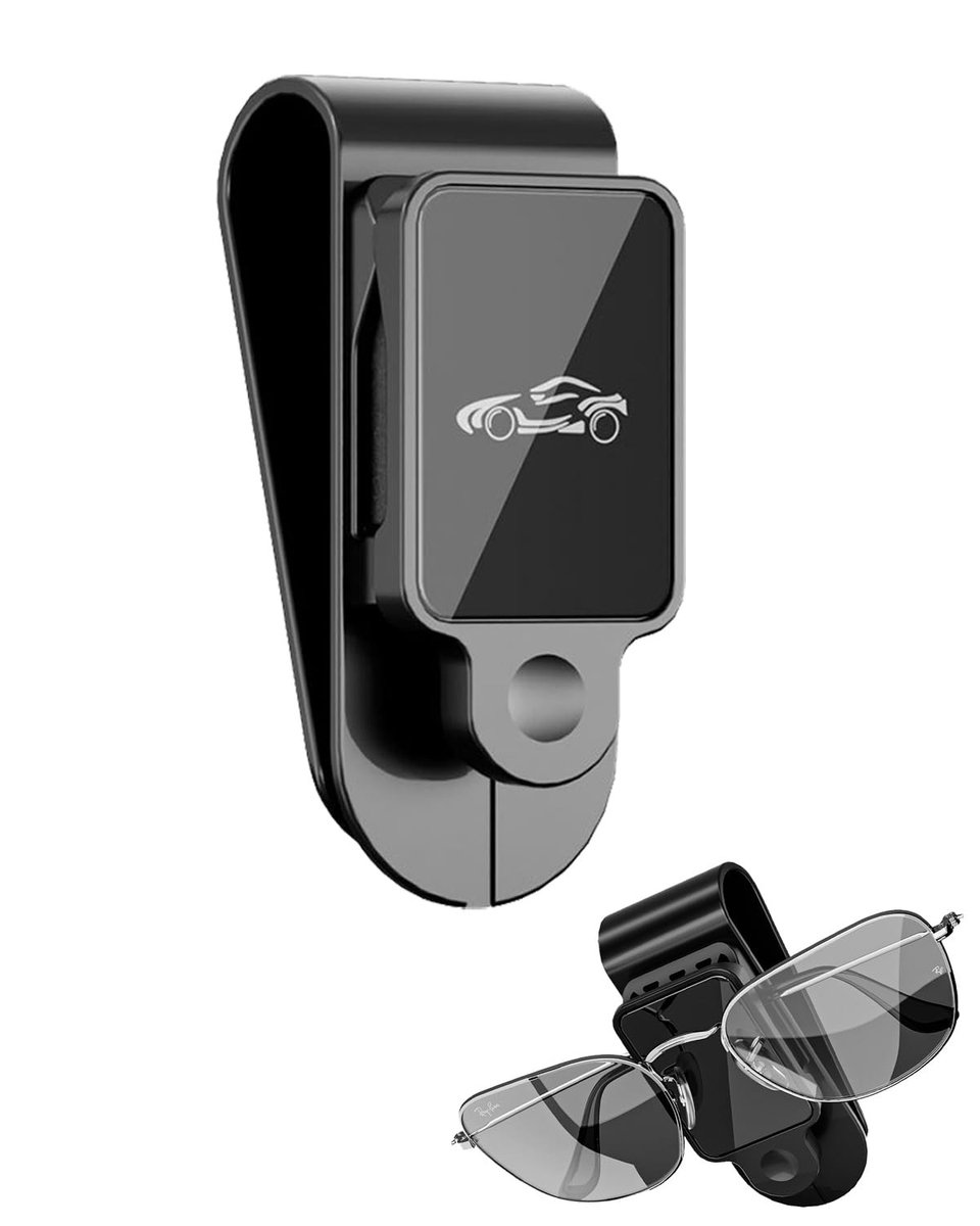 Dailygoods- Brillenhouder voor zonneklep - Zonnebrilhouder auto - Clipdesign - Hoogwaardig kunststof - Inclusief kaartsleuf - Compact 77 x 30 x 36 mm