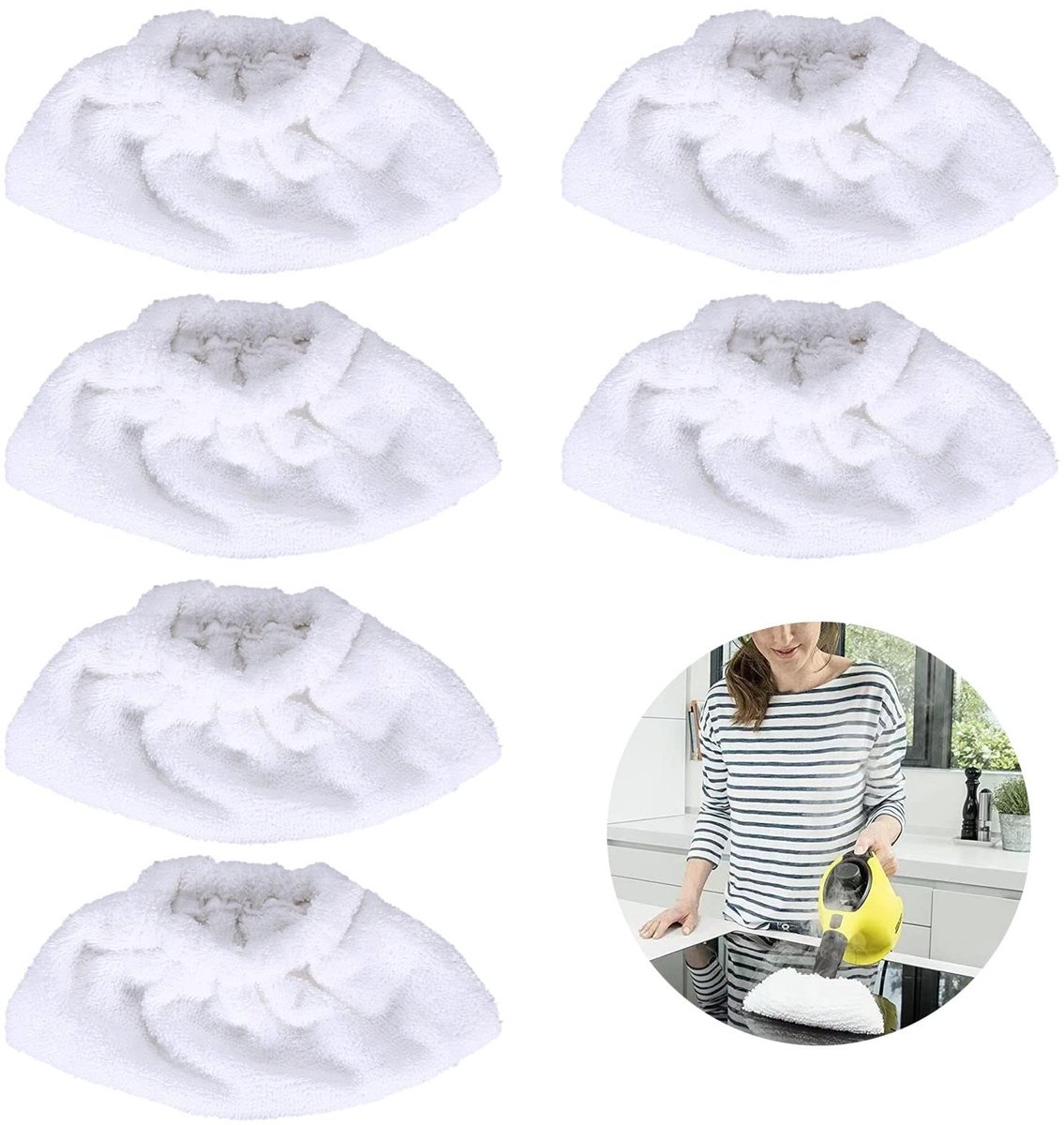 Dailygoods- Microvezeldoeken 6 Stuks - Compatibel met Kärcher Easyfix - Machinebestendig - Schoonmaakdoeken - Vaatdoek - Voor Ramen Wassen - Stoomreinigerdoeken