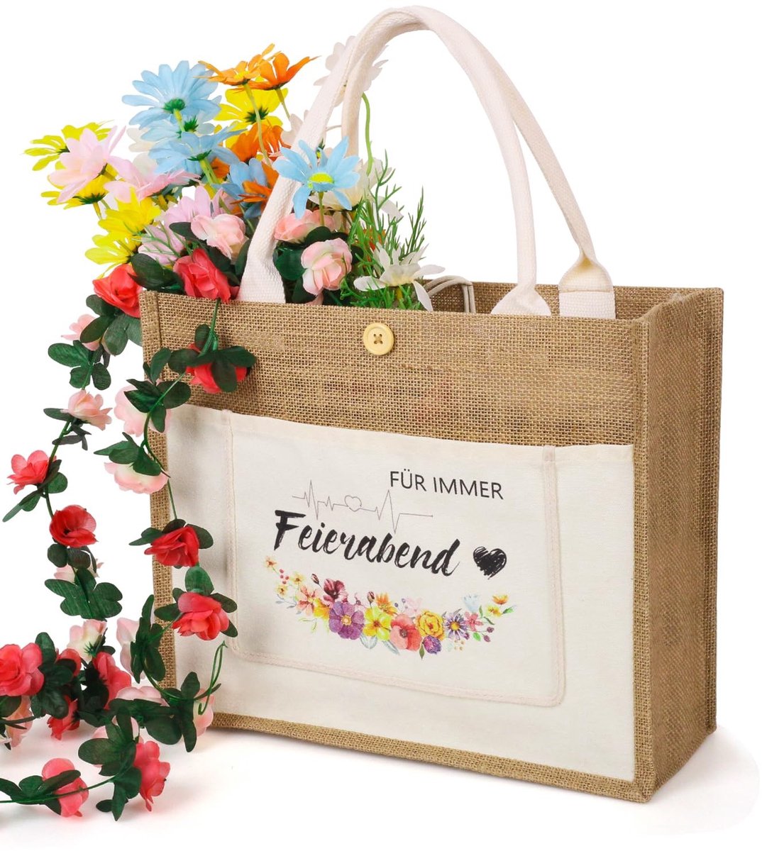 Dailygoods- Pensioentas - Jute Tas - Afscheidscadeau - Pensioencadeau voor Vrouwen - 35 x 30 x 14 cm - Hartverwarmend Geschenk
