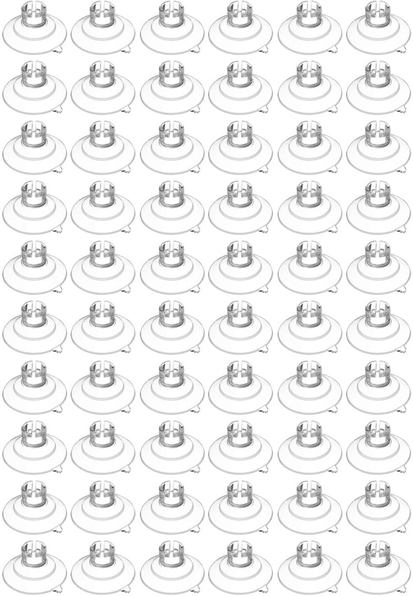 Dailygoods- Zuignap 30 mm - 60-pack - Transparante Zuignap - Beugel voor Kabels - Geschikt voor Woningdecoratie - PVC Materiaal - Zuignapbeugel
