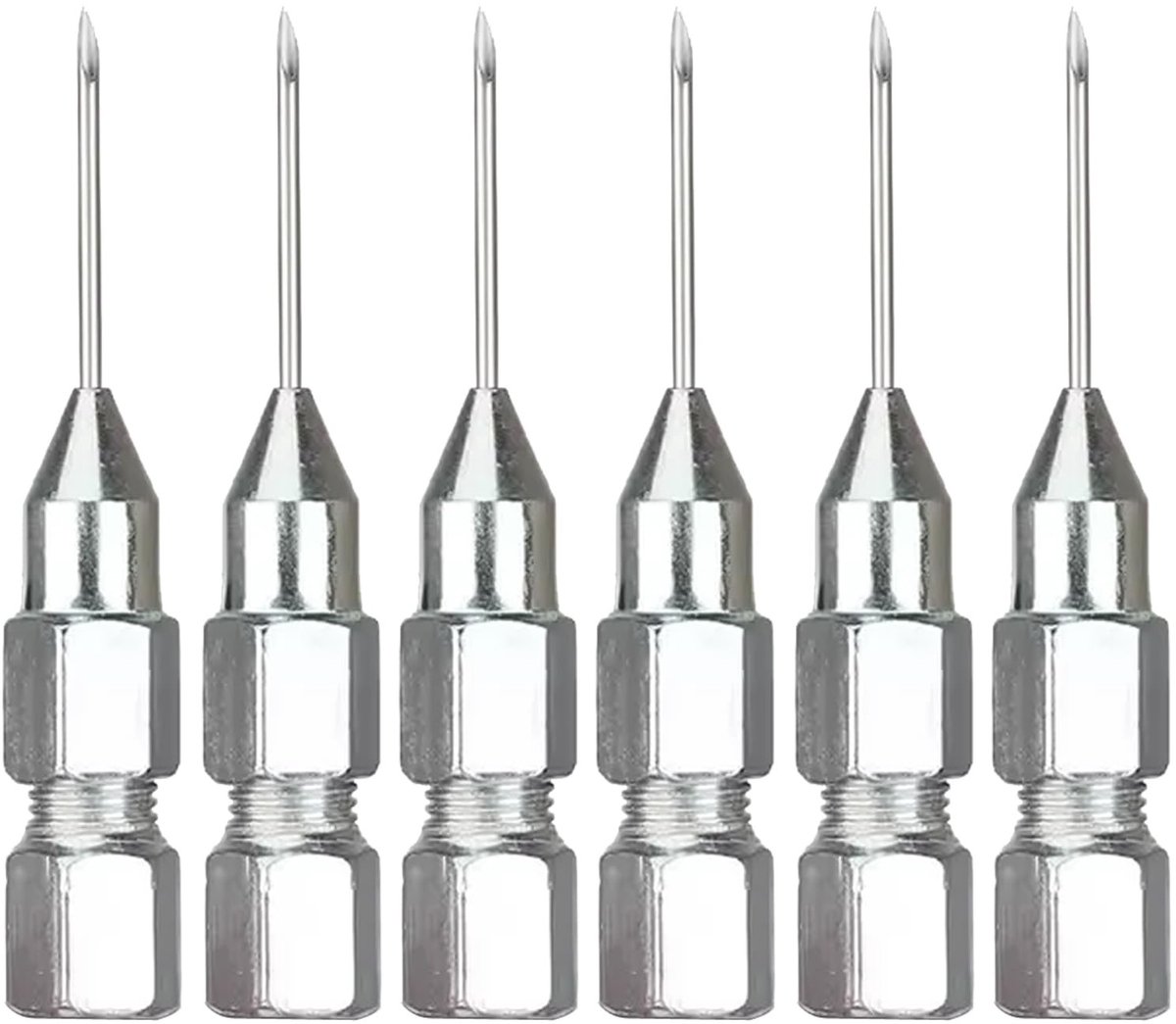 Dailygoods - Naaldgrease Nippels - Precisie Vetgun Adapter - Voor Smalle Ruimtes - Set van 6 - Ideaal voor moeilijk bereikbare plekken - Gebruiksvrien...