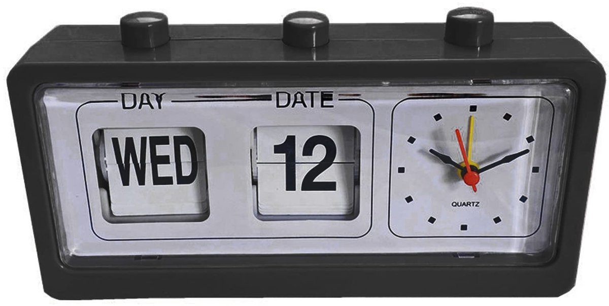 Dailygoods- Wekker Handmatige Jump Calendar - Stille Retro Klok - Bureau Wekker - Kunststof - 270g - Nauwkeurige Uur-/Minutenwijzer