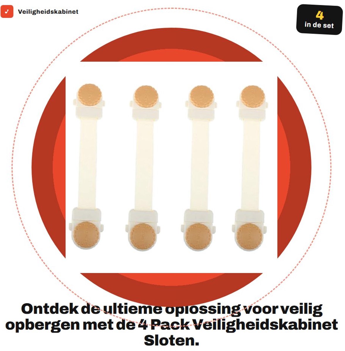 Dailygoods- Veiligheidskabinet Sloten 4-Pack - Kast Slot - Kastsloten Baby - Zelfklevende Beugel - Vergrendelingssysteem - Geschikt voor Kasten en Laden - Kastslot