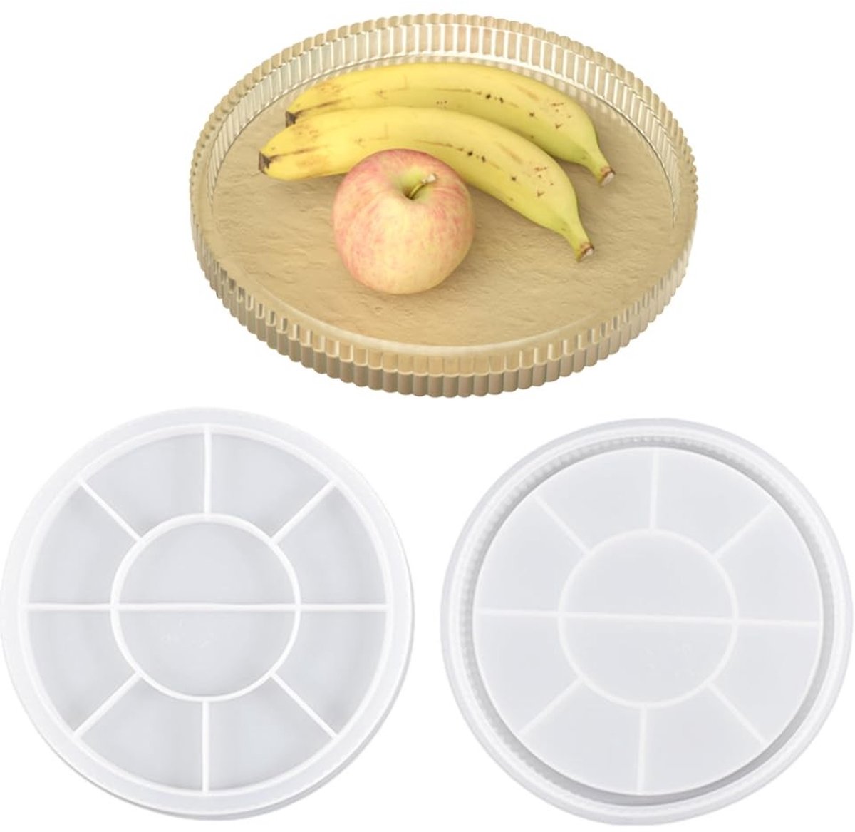 Dailygoods- Siliconen Dienblad Rond - Siliconen Vorm - Hars - 22,5 x 2,6 cm - Wit - Flexibel en Slijtvast