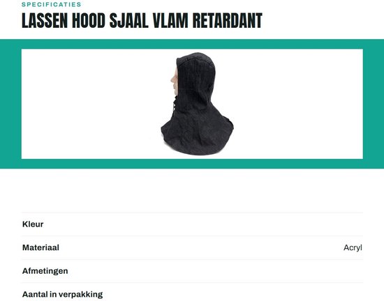 SPHProducts - Lassen Hood Sjaal - Vlam Retardant - Comfortabele Pasvorm - Zwart - Beschermende Hood - Ideaal voor Lassers - Denim Stof van Merkloos — afbeelding 4