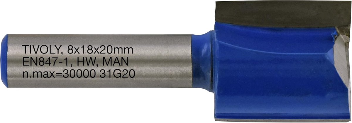 Rechte Freesbit - Router Bit - Houtbewerking - Diamantgeslepen - Ø 18 mm - Blauw