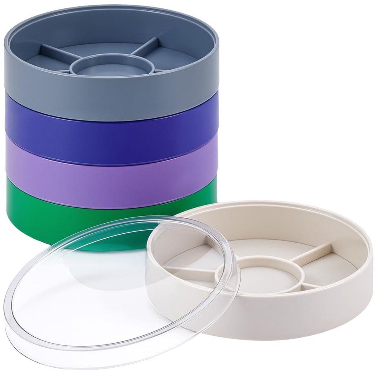 Dailygoods- Opbergdoos voor horlogeonderdelen - 5 lagen - Ronde organizer - Diameter 8,9 cm - Compact ontwerp - Kunststof materiaal - Horloge-organizer