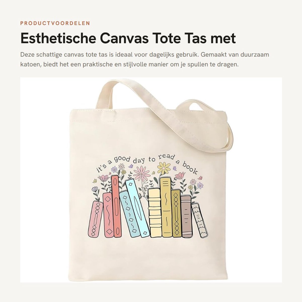 Dailygoods- Canvas Tas Duurzaam - Tote Bag Met Rits - Binnenzakken - Herbruikbaar - Esthetisch - 39 x 35 cm
