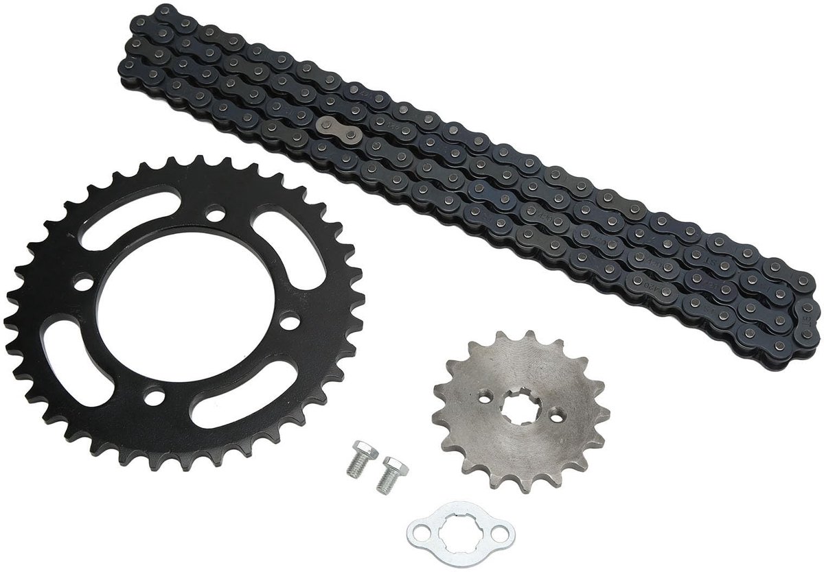 Dailygoods- Kettingset 420 - 37T Achtertandwiel - 17T Voortandwiel - Geschikt voor Dirt Bikes - Mini Bikes - ATVs - Roestvrij staal - Aandrijfsysteem