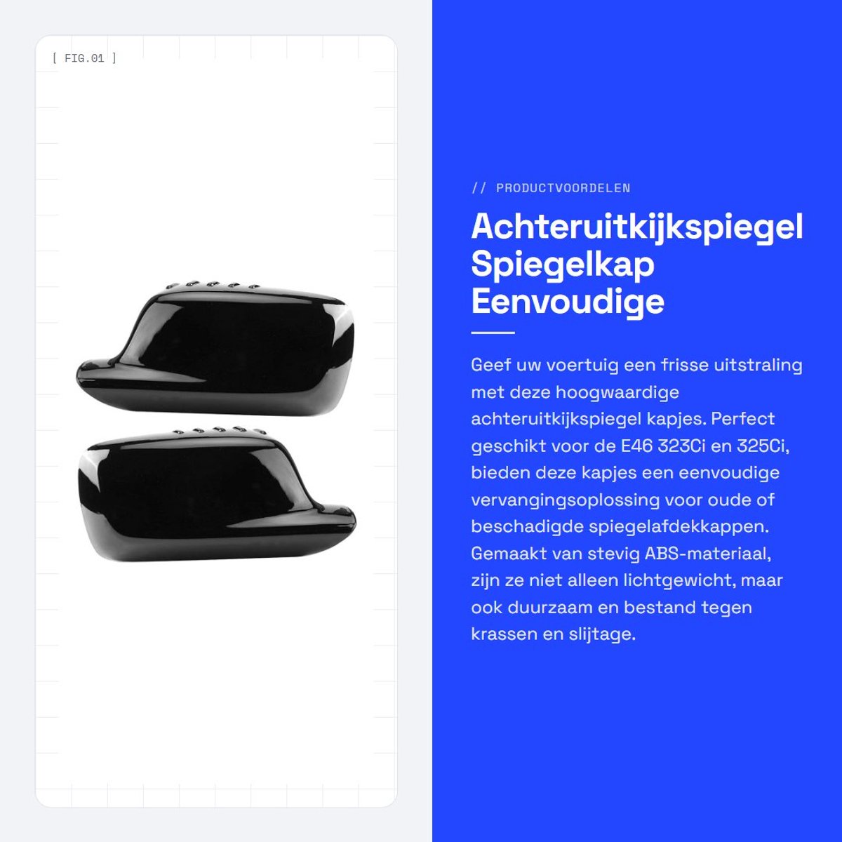 Dailygoods- Achteruitkijkspiegel Eenvoudige Installatie - Spiegelkapjes - Duurzaam ABS-Materiaal - Lichtgewicht - Schokbestendig - Lange Levensduur - Buitenspiegelkap