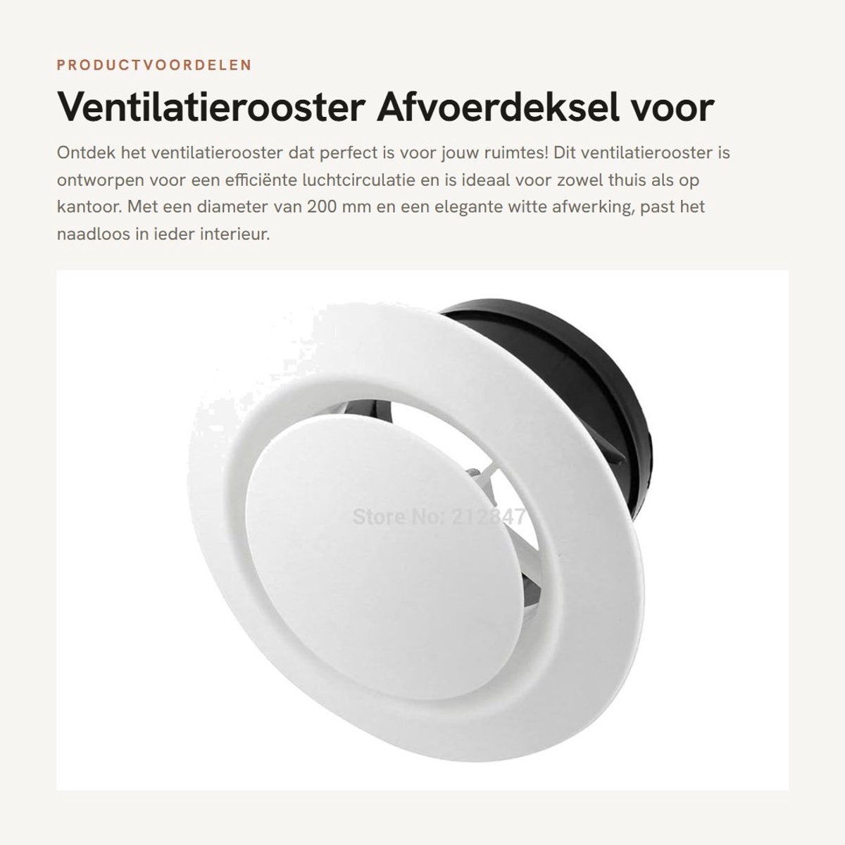 Dailygoods- Ventilatierooster met verstelbare flens - Ventilatierooster rond - Ventilatie - Insectengaas - ABS-kunststof - Afmetingen 200 mm - Ventilatieventiel
