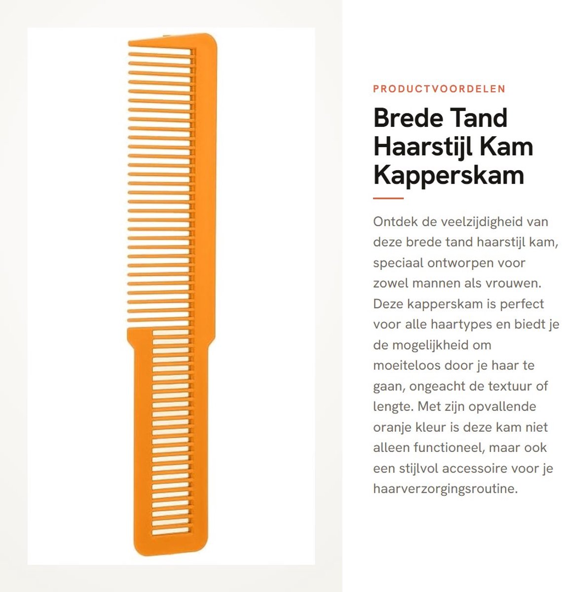 Dailygoods- Kapperskam Brede Tand - Kapperskam voor Alle Haartypes - Haarkam Mannen/Vrouwen - Lichtgewicht - Duurzaam - Geschikt voor Huizentuinieren