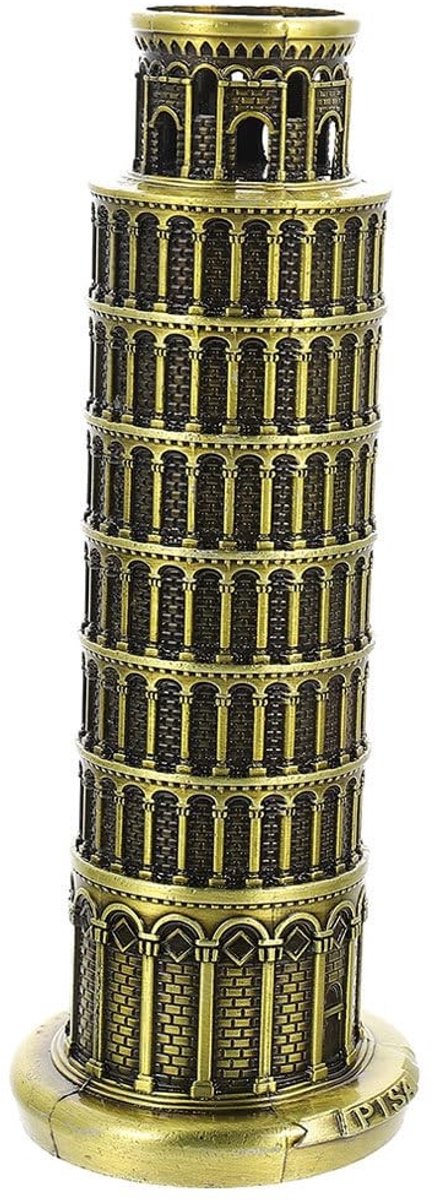 Dailygoods- Miniatuur Pisa Toren - Hoogwaardig Model - Antieke Decoratie - Robuuste Legering - Vintage Bouwcultuur - Italiaanse Charme - Beeldje