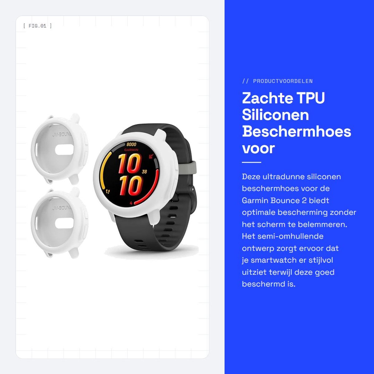 Dailygoods - Zachte TPU Siliconen Beschermhoes voor Garmin Bounce 2, 2 Stuks Wit