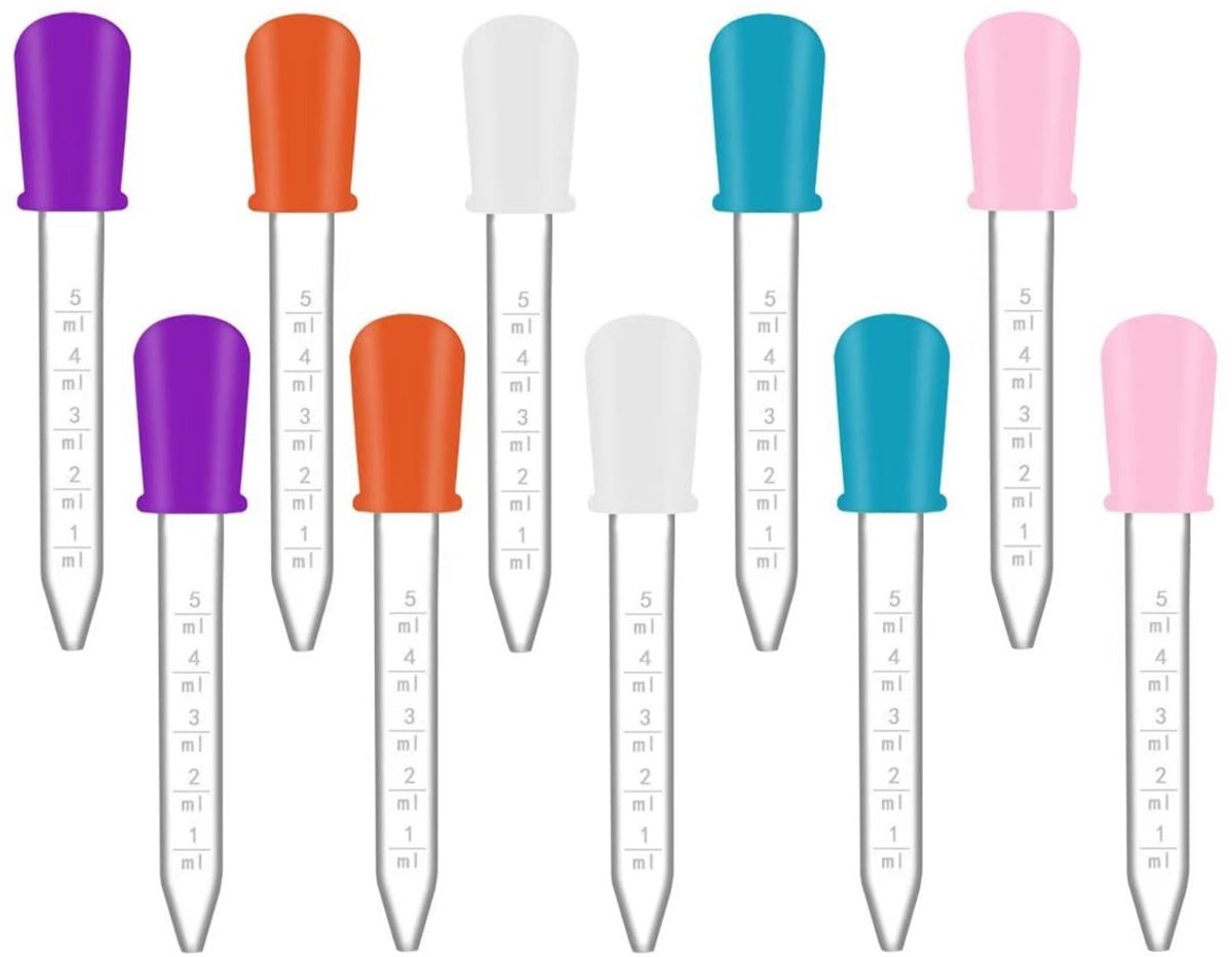 Dailygoods- Druppelaars 10 stuks - Vloeibare Pipetten 5 ml - Siliconen/Plastic - Geschikt voor Vaatwasser - Niet Giftig - Makkelijk Schoon te Maken