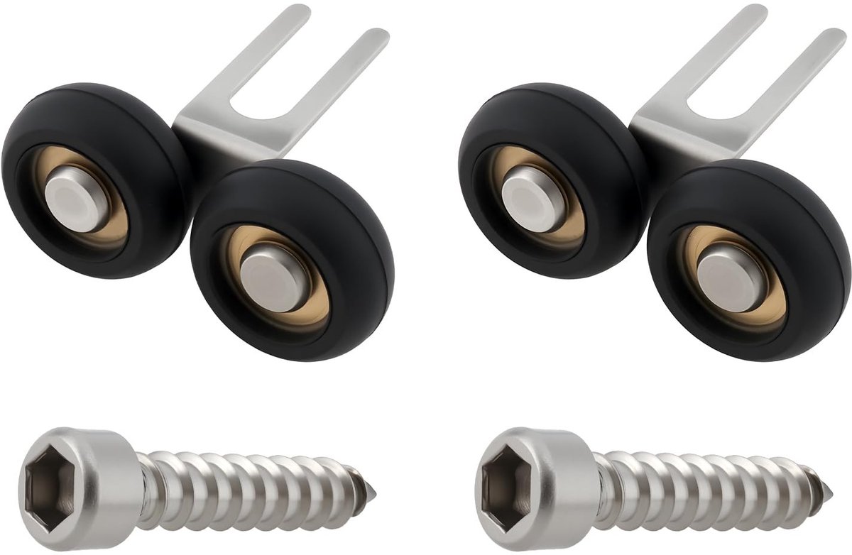 Dailygoods- Deurwielen 18,6 mm Wieldiameter - Schuifdeur Hardware - Topgids - 2x Wielen - 2x Schroeven - Perfecte Pasvorm - Schuifdeurwielen