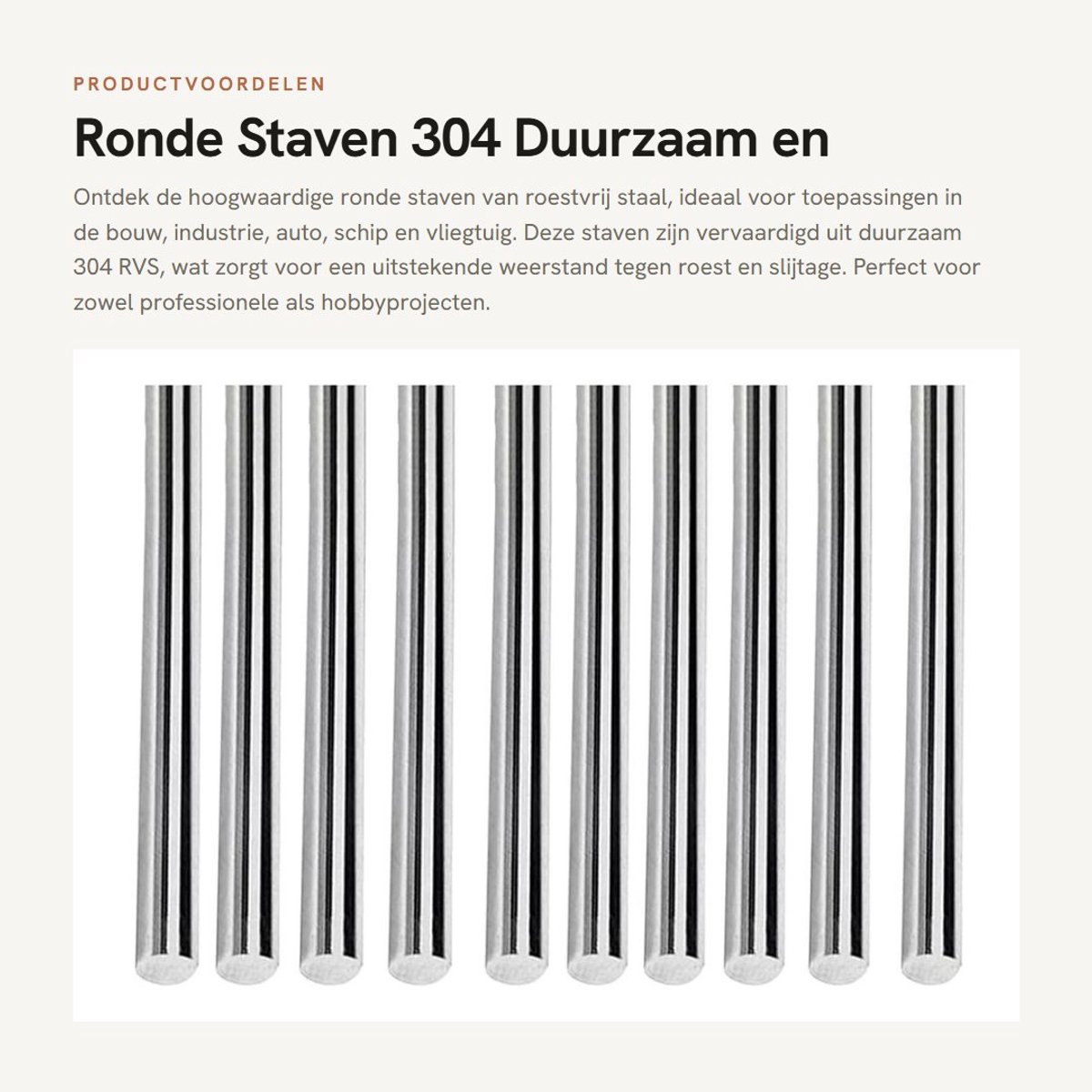 Dailygoods- Ronde Staven 10 Stks - 304 Rvs - Roestbestendig - Duurzaam - Schachtstang - Voor Bouw/Industrie - Stalen Staven