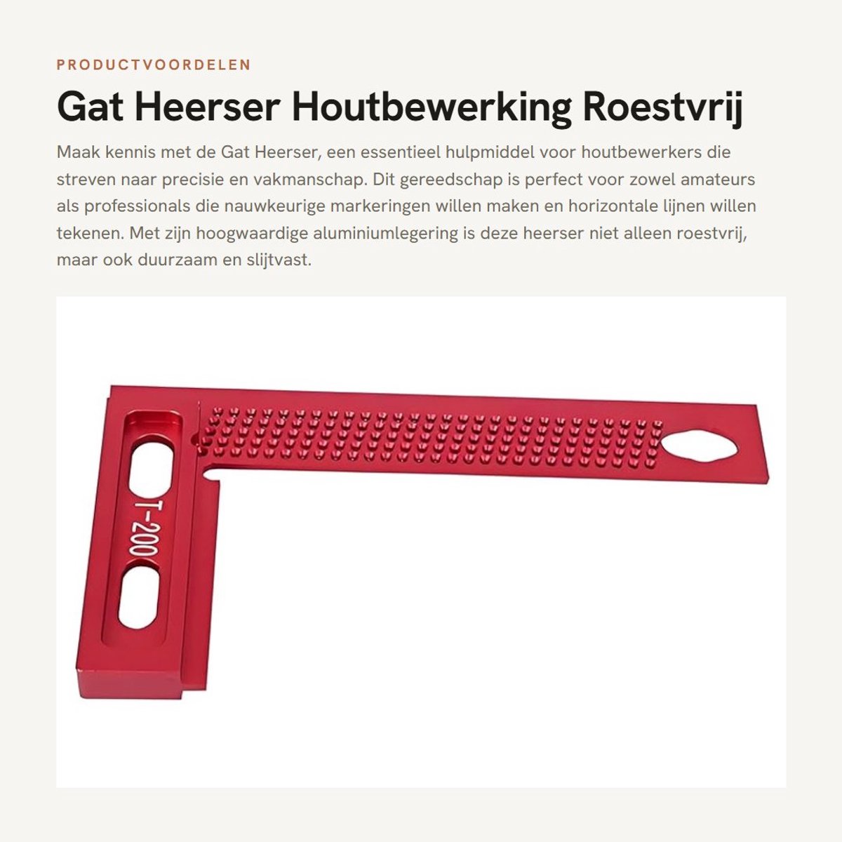 Dailygoods- Meetgereedschap T-vormig - Aluminiumlegering - Roestvrij - Duurzaam - Slijtvast - Nauwkeurige markering - Houtsnijgereedschap