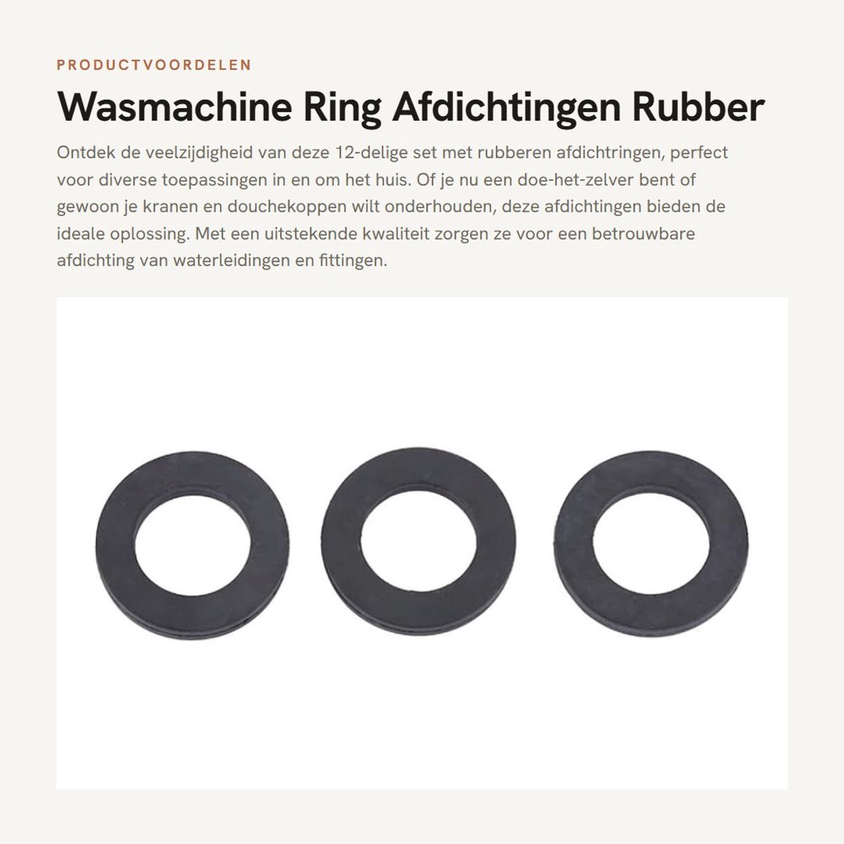 Dailygoods- Wasmachine Ring 12-delige Set - Afdichtingsring - Rubber - Waterdicht - Bevestigingsmiddelen - Voor 1/2"/3/4"/1" Leiding - Afdichtring