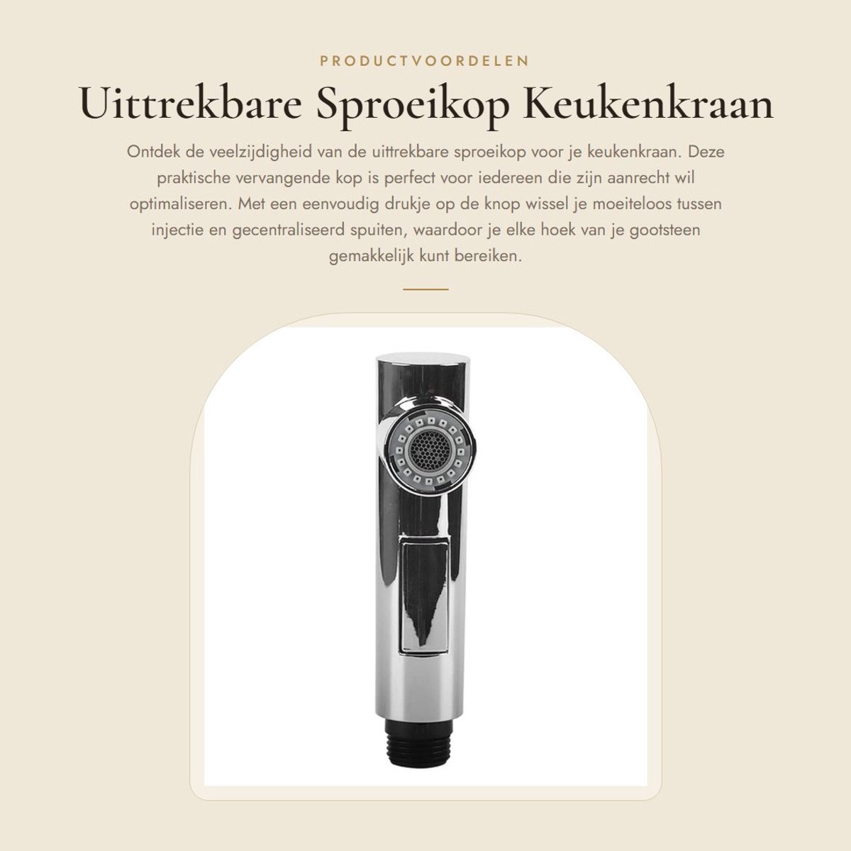 Dailygoods- Sproeikop Uittrekbaar - G1/2 Connector - Hoogwaardig ABS - Duurzaam - Eenvoudig te Installeren - Waterbesparend - Kraanmondstuk