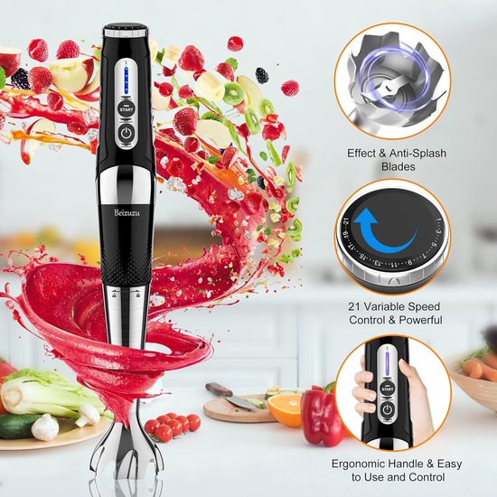 Draadloze Hand Blender - Snoerloze Mixer - Keuken Assistent - Multi-hoek Bediening - 0.7 Liter - Rood — afbeelding 3