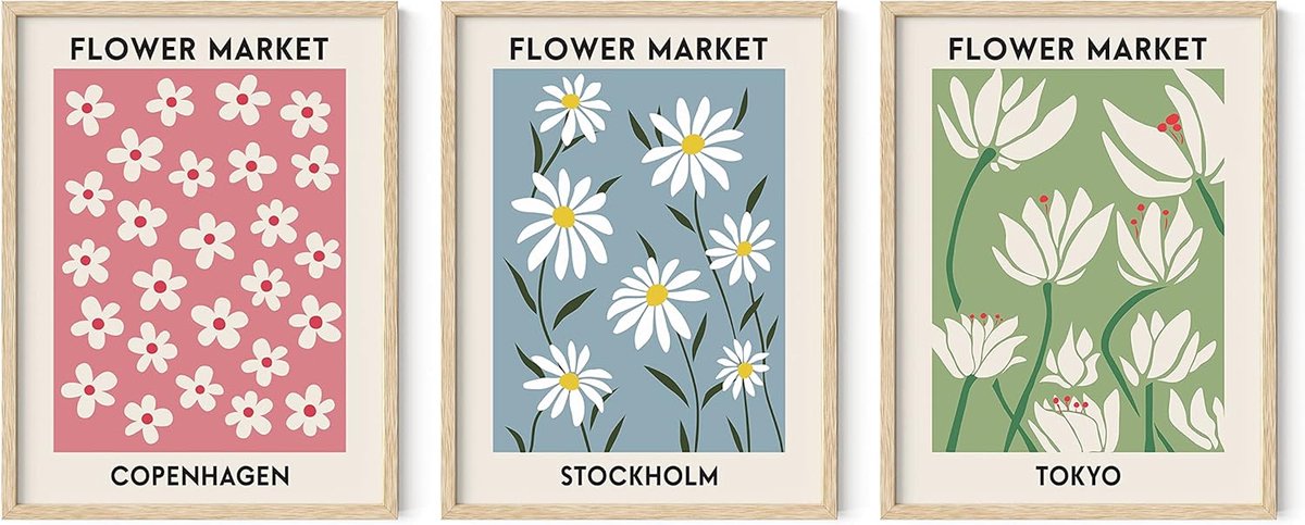 Poster Set - Wanddecoratie Bloemen - Kamer Aankleden - D 0 9 8 8fische Pastel Stijl - 3 stuks 30x40cm