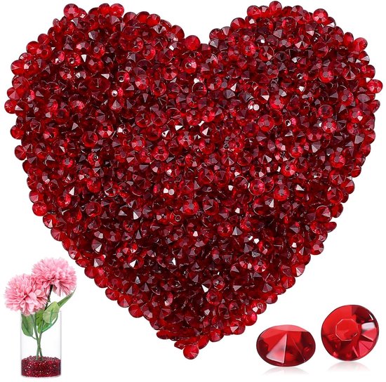 Dailygoods- Diamanten Decoratie - 2000 Stuks Acryl Kristallen - Rood - Bruiloft Decoratie - Tafel Decoratie - Handwerk Versiering