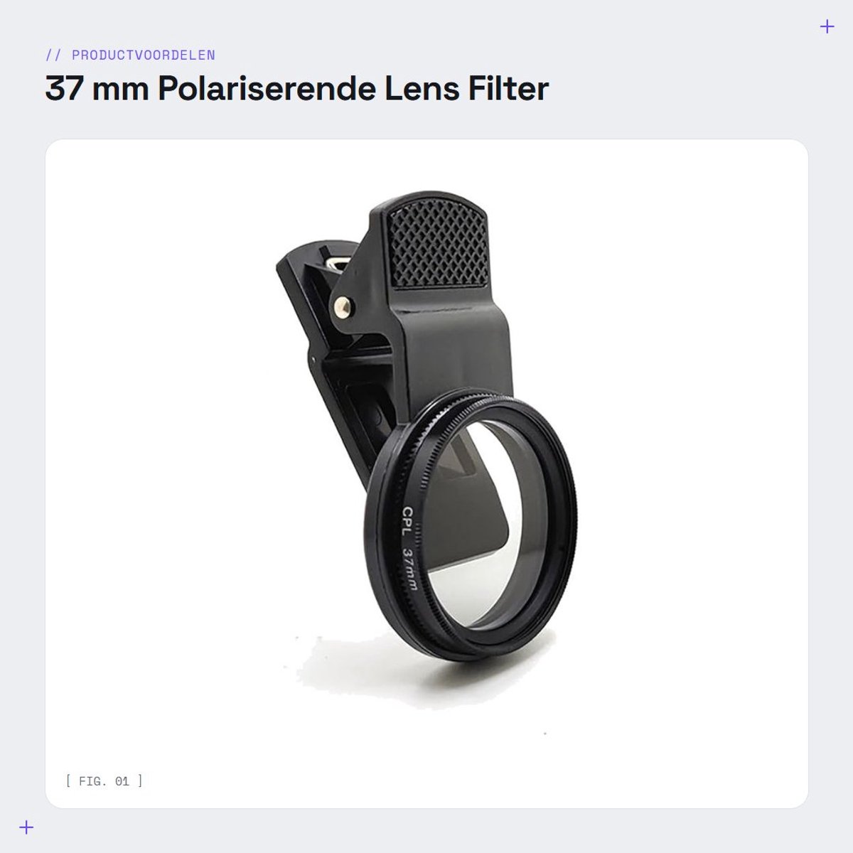 Dailygoods- Polariserende Lensfilter 37 mm - Draagbare Telefoonpolarisator - Reflectie Verwijderen - Verhoogde Kleuren - Inclusief Filterbeschermkap - Metalen Klem met Schroefdraad - Camera Filter