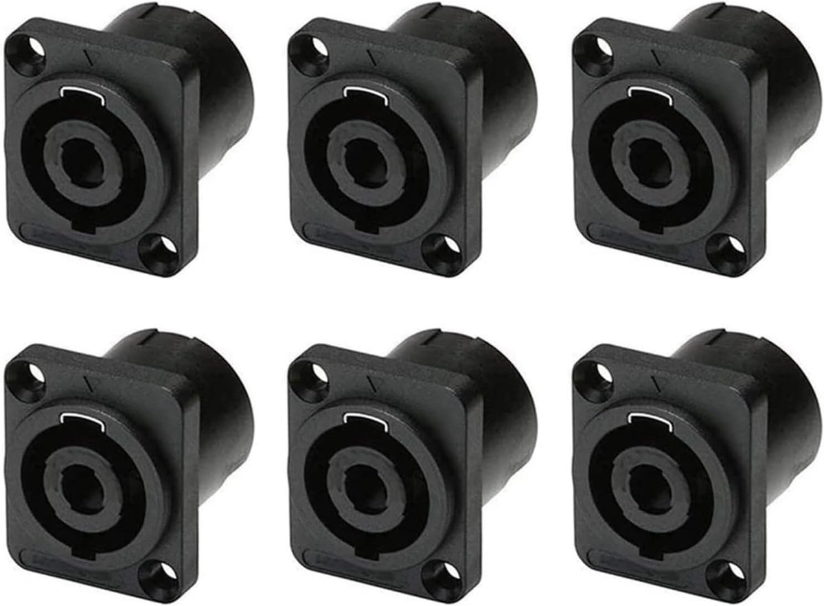 Audio Connectoren - Speakon Paneel - Luidspreker Aansluiten - 4-polig Twistlock Systeem - 6 Stuks - Zilver