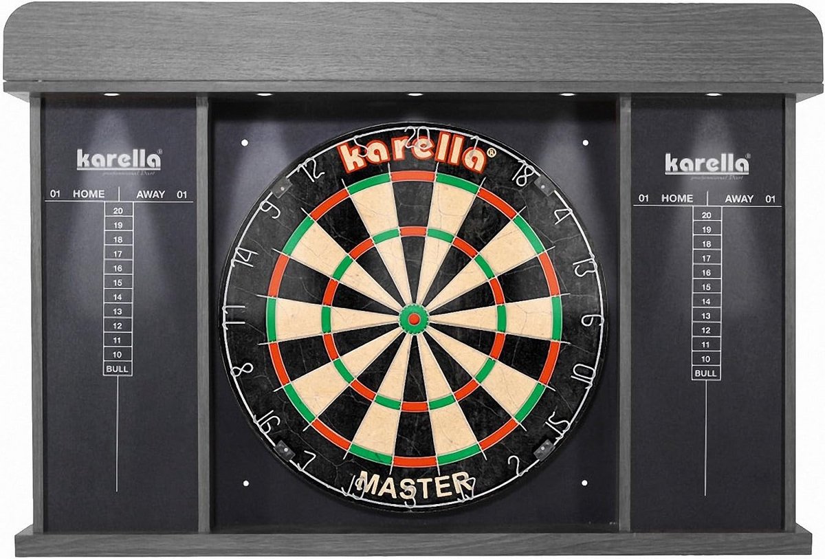 Dartkast met Verlichting - Dartbord Omkasting - Perfect Darten - Geïntegreerde LED Verlichting - 91 x 63 x 14 cm