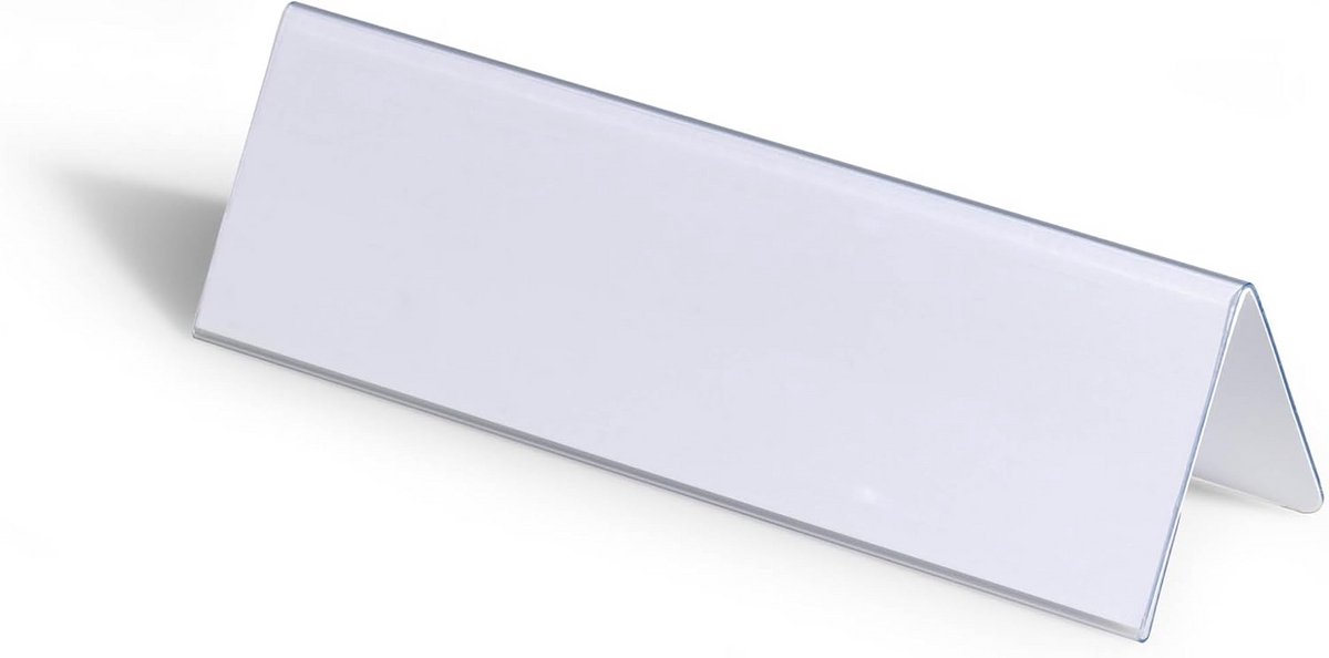 Tafelnaambord - Dakvorm Display - Kantoor Presentatie - Dubbelzijdig Afleesbaar - 61/122 x 210 mm - Transparant