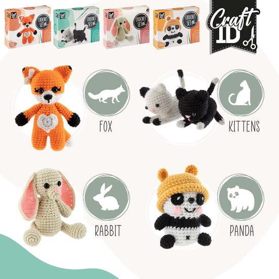 Haakset Amigurumi - Dieren Haken - Creatief Hobby - Alles Inclusief - 140 gram - Multicolor — afbeelding 2