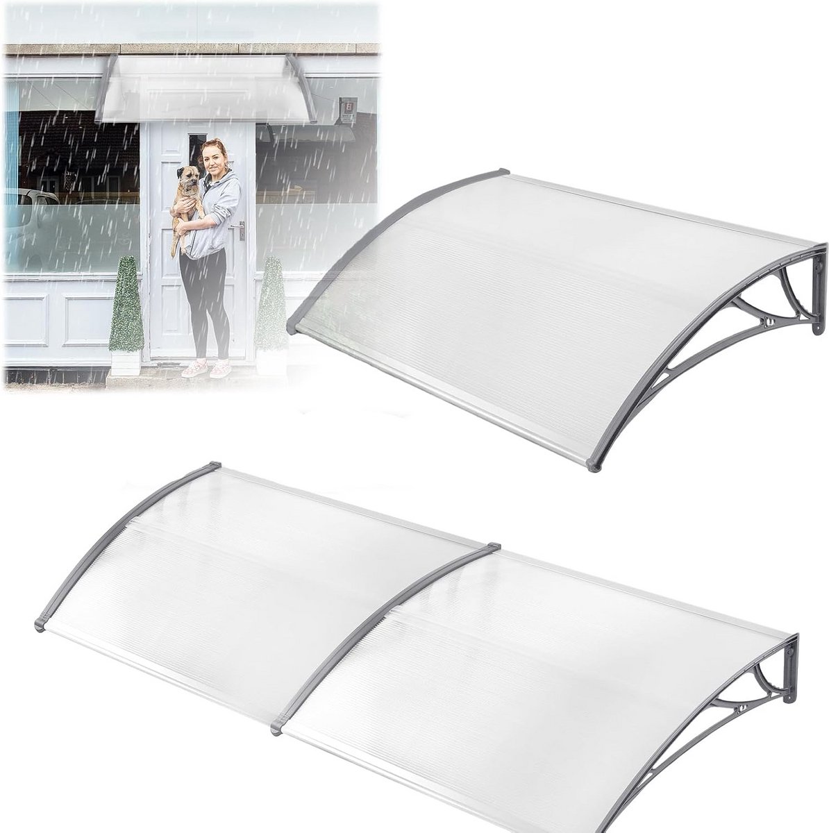 Regendak Deur - Overkapping Huis - Bescherming Buiten - UV Beschermend - 150x100cm - Transparant