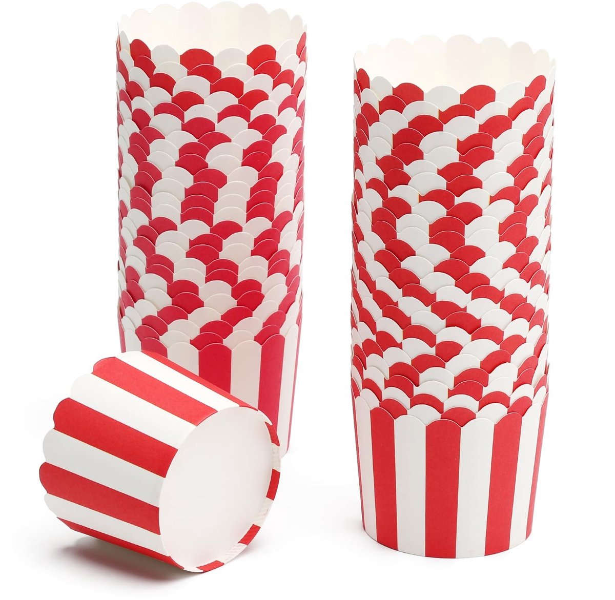 Dailygoods- Muffinvormpjes 50 stuks - Papieren Vormpjes - Cupcakevormen - Hittebestendig tot 200 °C - Lekvrij - Rood-witte Strepen - Cupcakevormpjes