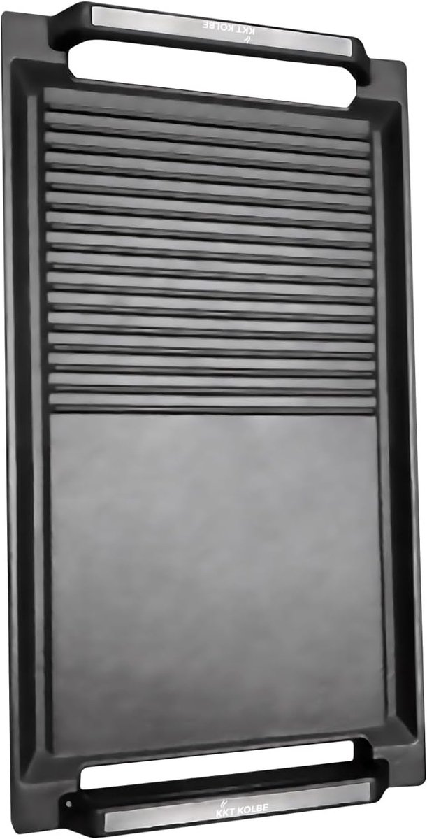 Grillplaat Grillpan inductie Binnen grillen Gegoten aluminium 20 x 36 cm Zwart