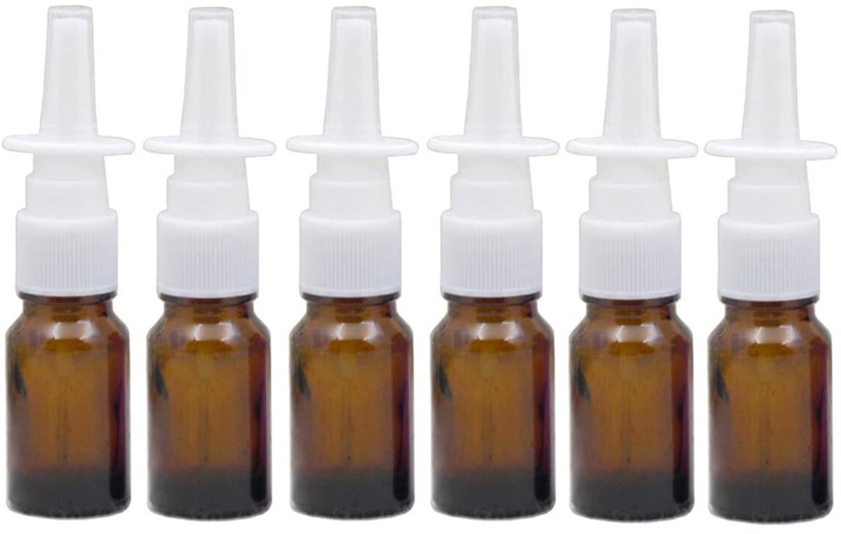 Dailygoods- Neusspray Fles 10 ml - Lege Glas Flessen - Set van 6 - Fijne Mist Sprayers - Perfect voor Reizen - Geschikt voor Cosmetica - Sprayfles