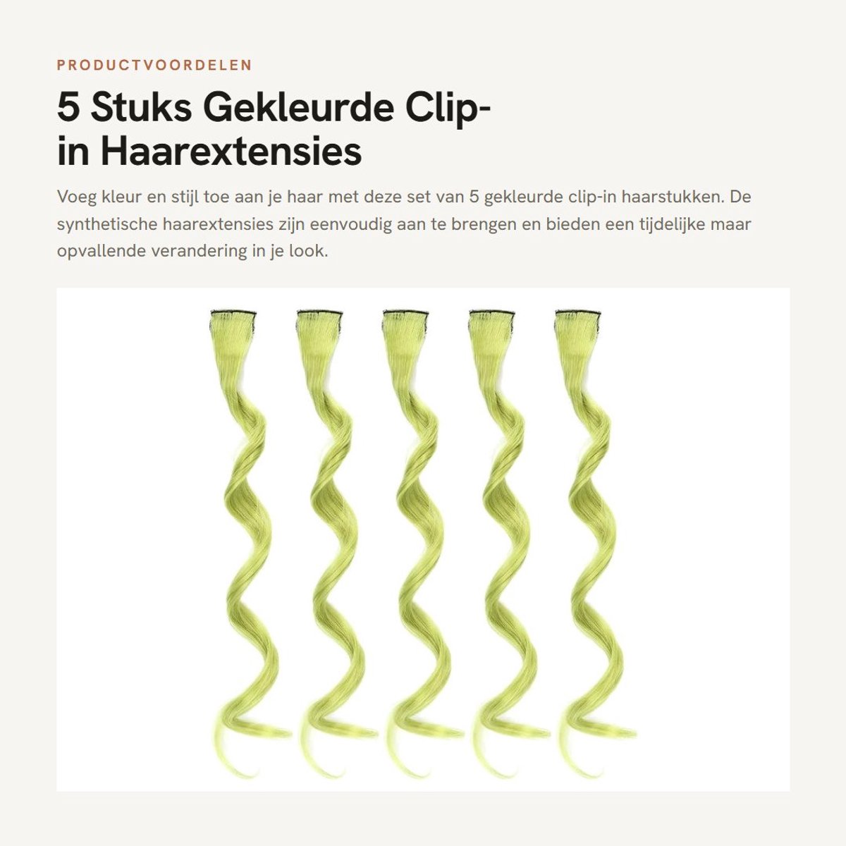 Dailygoods- Haarextensies 5 Stuks - Gekleurde Clip-in Haarstukken