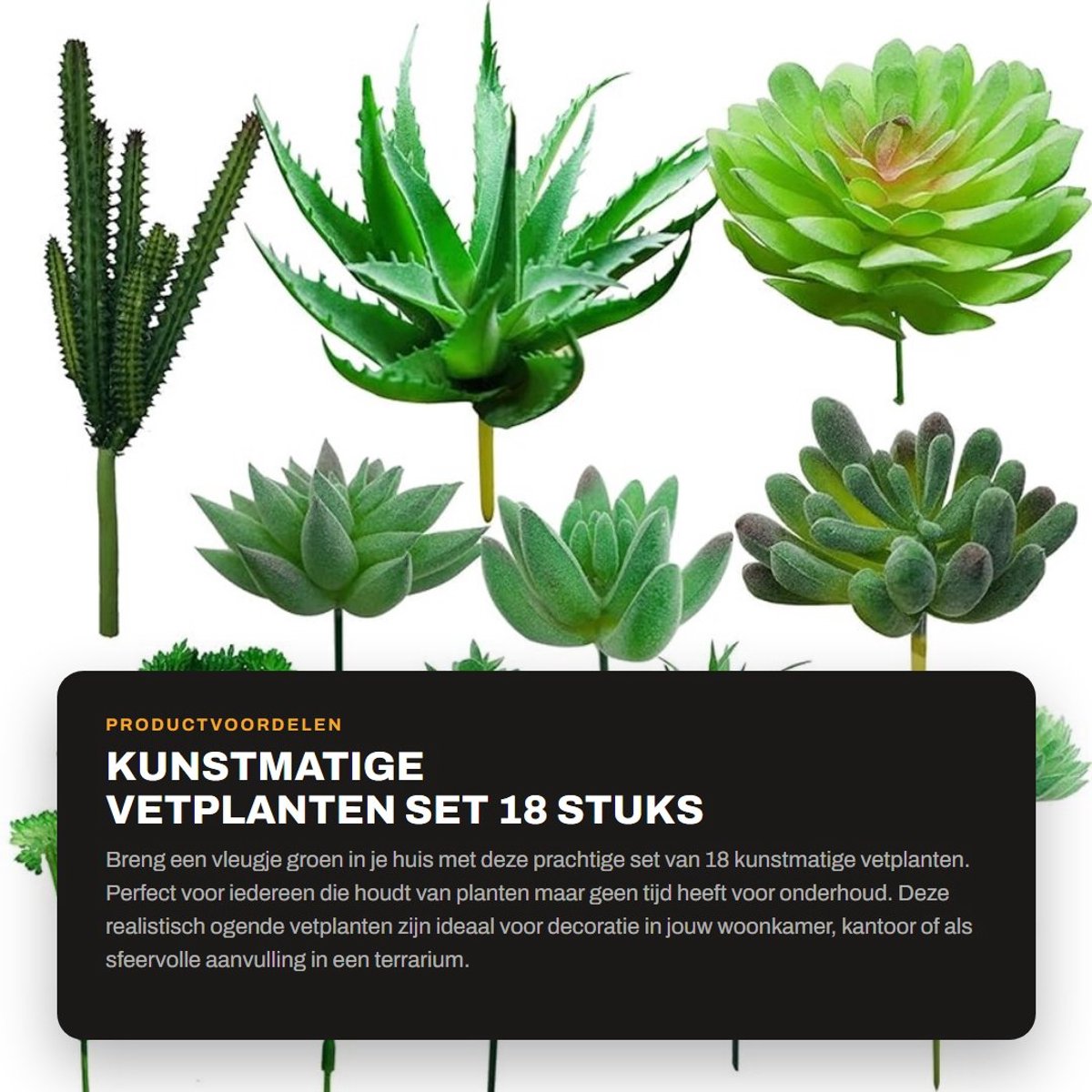Dailygoods- Vetplanten 24 stuks - Kunstplanten voor binnen - Kunstplanten voor buiten - De