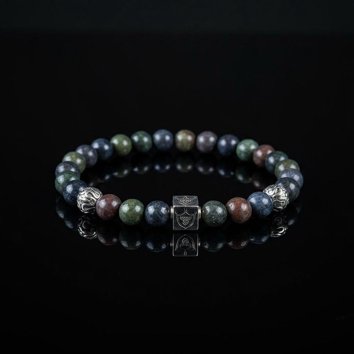 Luxe Kralenarmband van Echt Sterling Zilver - Met 8mm Robijn en Saffier - Dames & Heren - 21cm- vaderdag